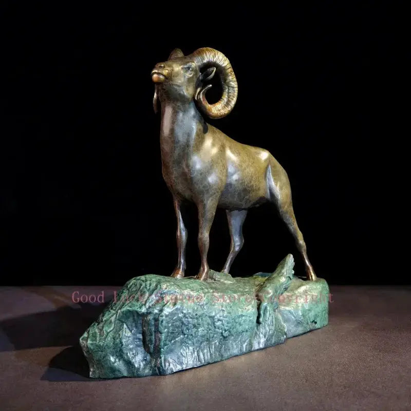 Bronze Ram Decorative Sculpture for Living Room Tabletop Decor by House Of Avana