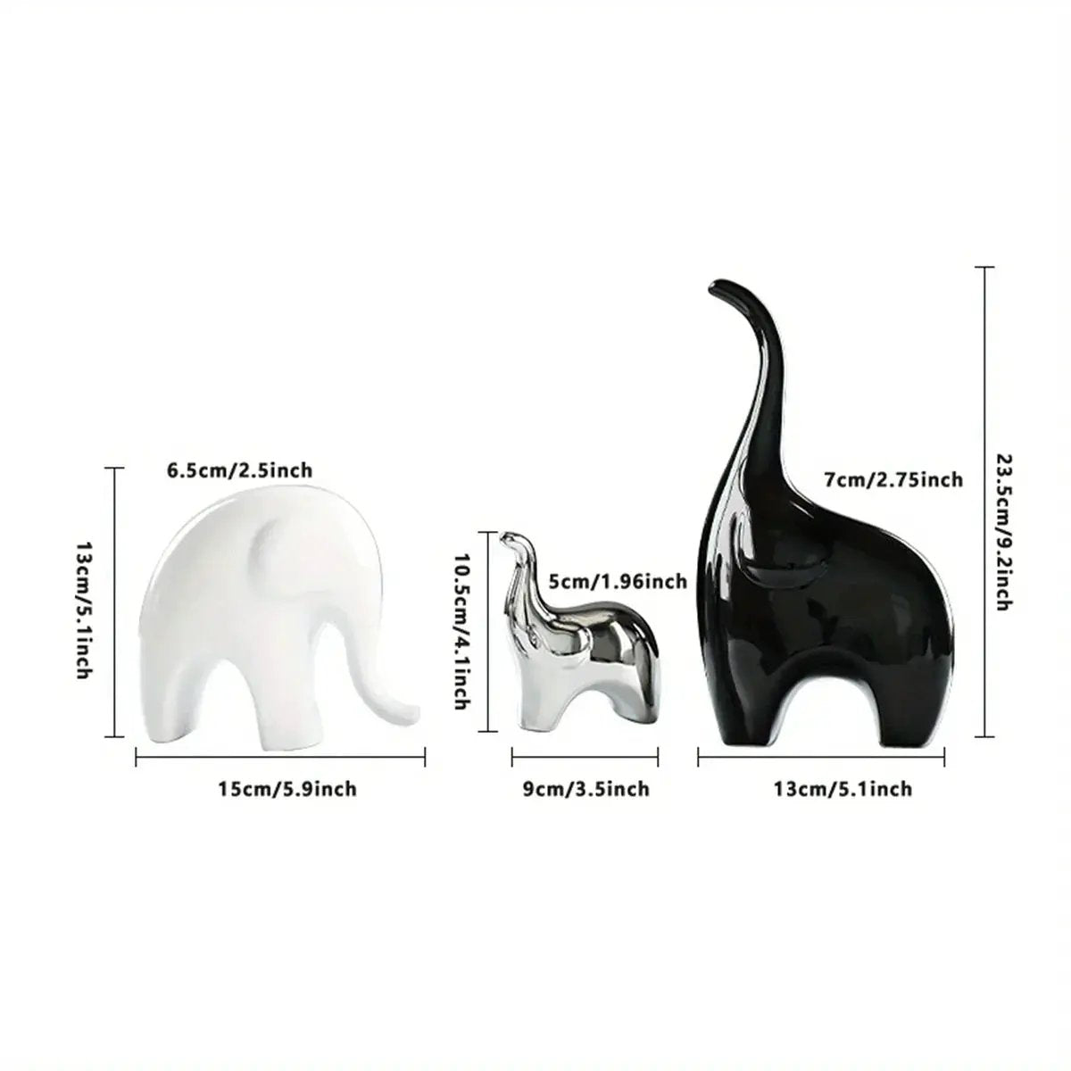 Decorative Ceramic Elephant Figurine Set for Tabletop Decor by House Of Avana