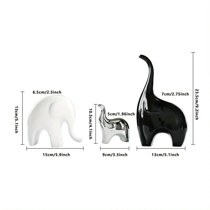 Decorative Ceramic Elephant Figurine Set for Tabletop Decor by House Of Avana