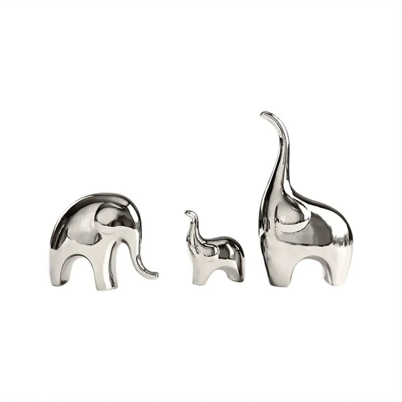 Decorative Ceramic Elephant Figurine Set for Tabletop Decor by House Of Avana