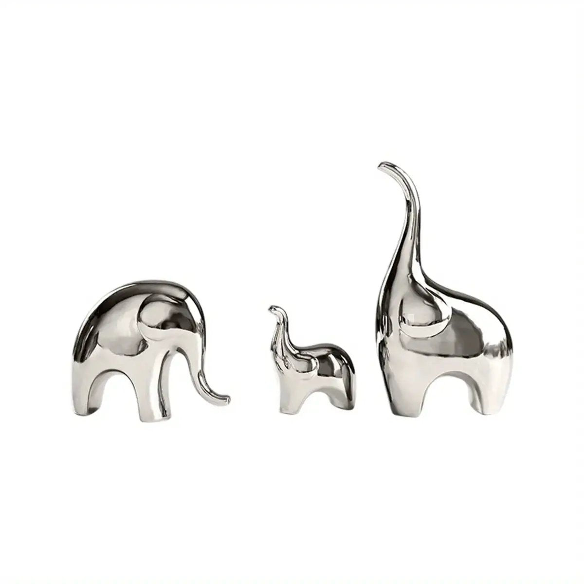 Decorative Ceramic Elephant Figurine Set for Tabletop Decor by House Of Avana