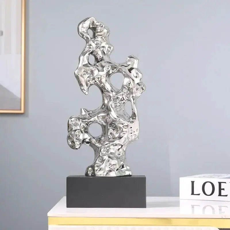 Abstract Gold Hollow Decorative Sculpture by House Of Avana