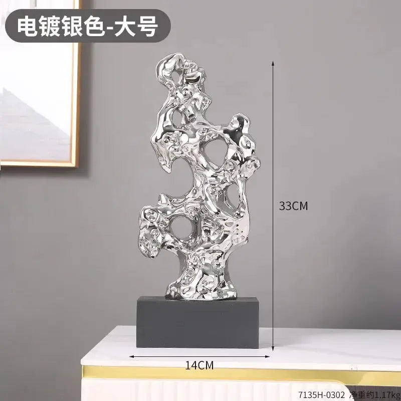 Abstract Gold Hollow Decorative Sculpture by House Of Avana