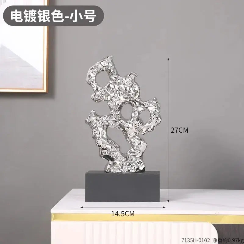 Abstract Gold Hollow Decorative Sculpture by House Of Avana