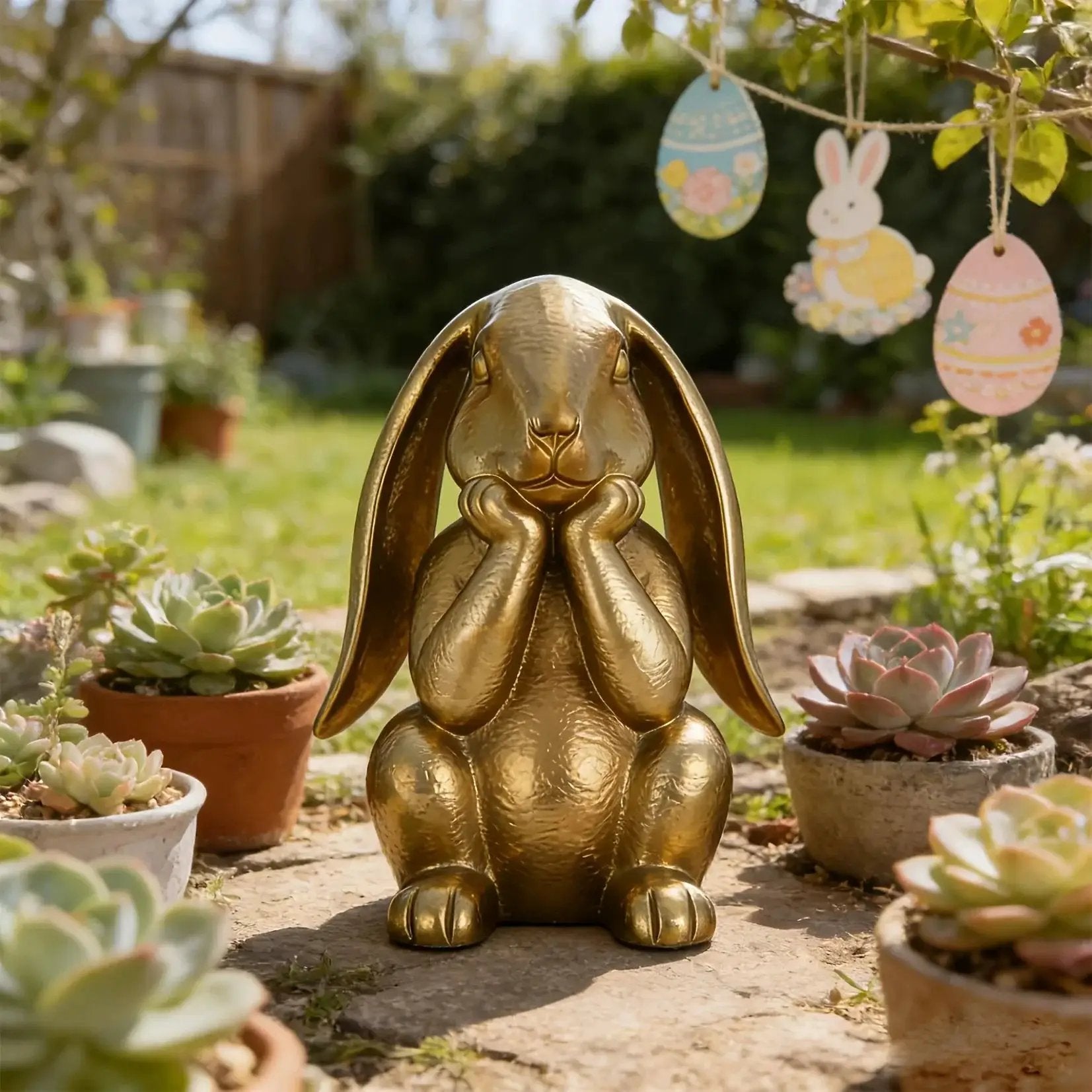 Ornament - Decorative Golden Rabbit Figurine by House Of Avana