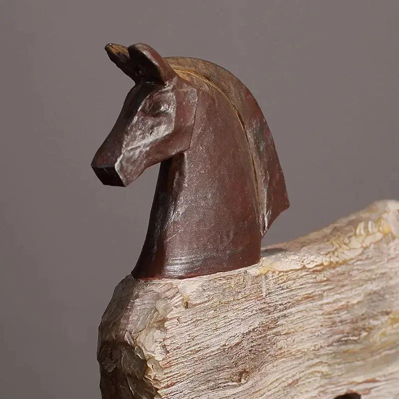 Rustic Wooden Horse Decorative Sculpture by House Of Avana