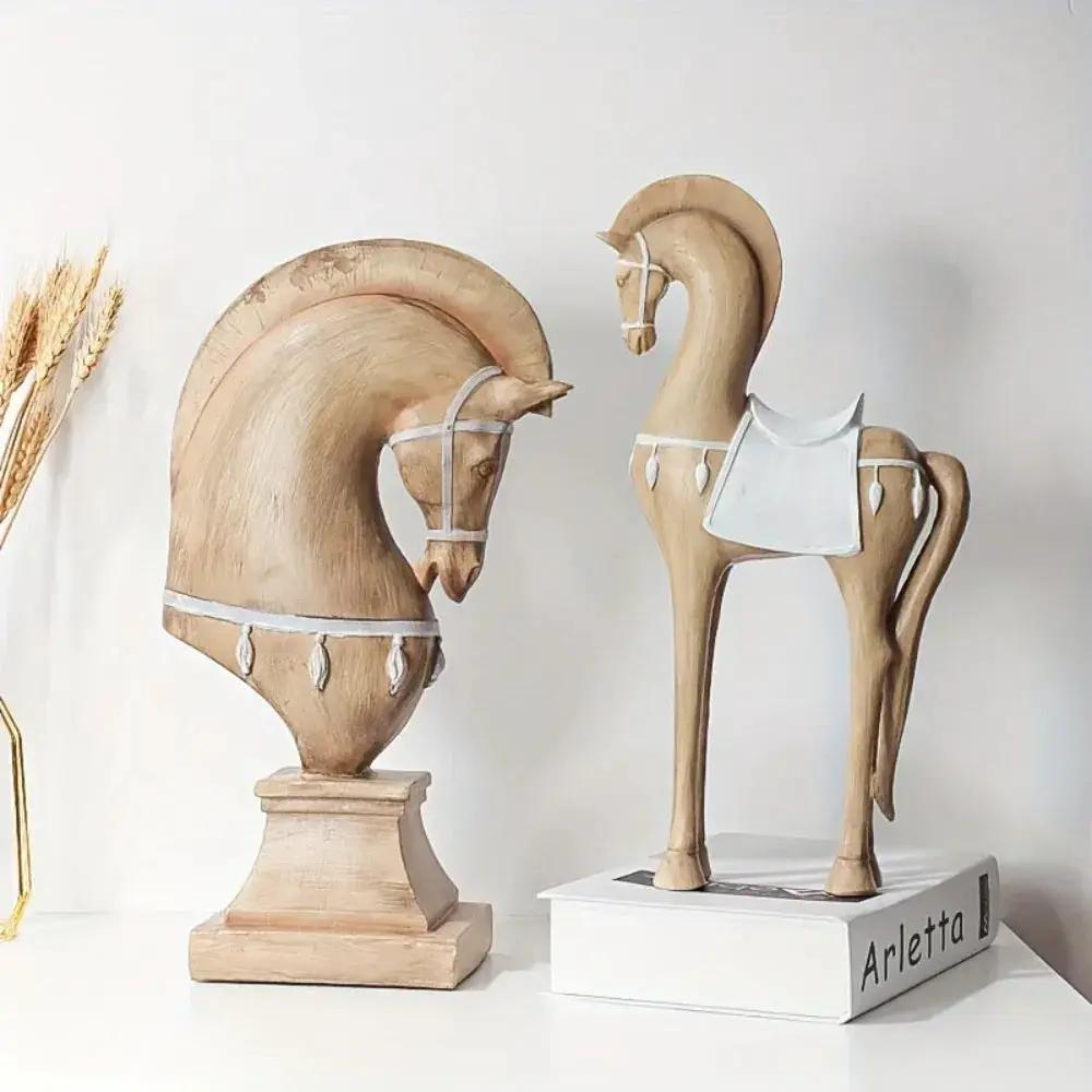 Handcrafted Wooden Horse Figurine with Carved Detail for Your Home by House Of Avana