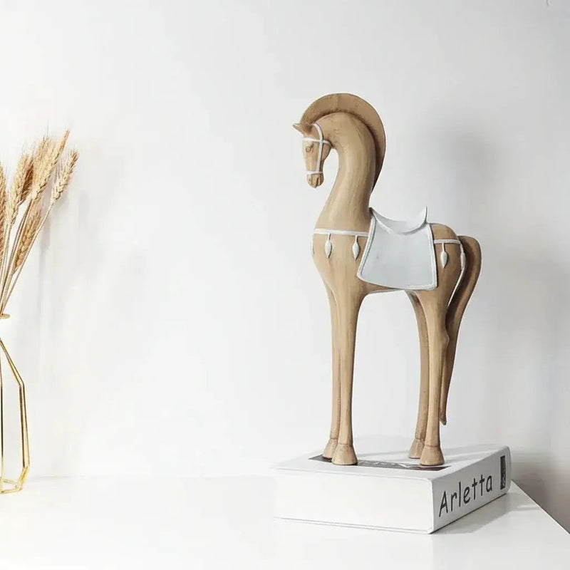 Handcrafted Wooden Horse Figurine with Carved Detail for Your Home by House Of Avana