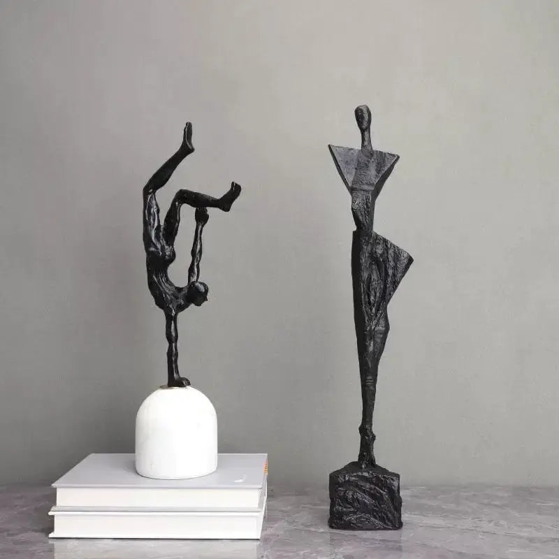 Ornament - Minimalist Black Cast Iron Marble Figure by House Of Avana