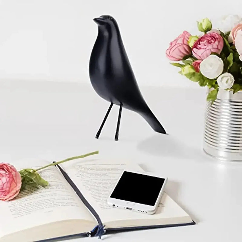 Minimalist Black Bird Figurine Decorative Tabletop Accent by House Of Avana