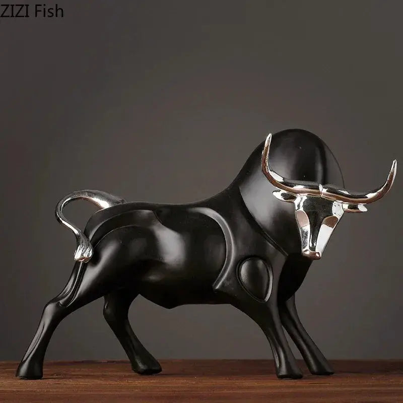 Modern Bull Sculpture Decorative Animal Figurine by House Of Avana