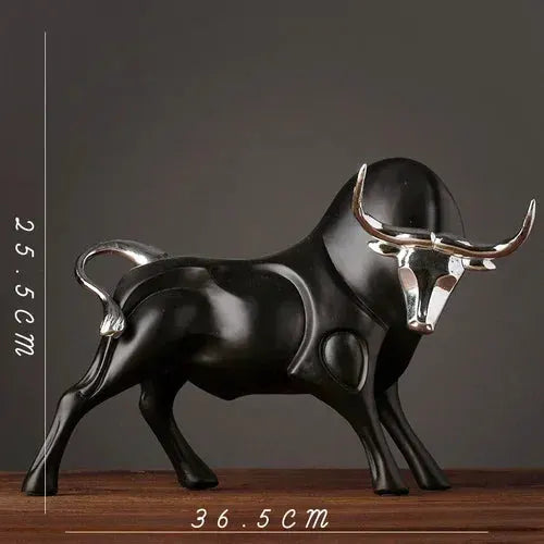 Modern Bull Sculpture Decorative Animal Figurine by House Of Avana