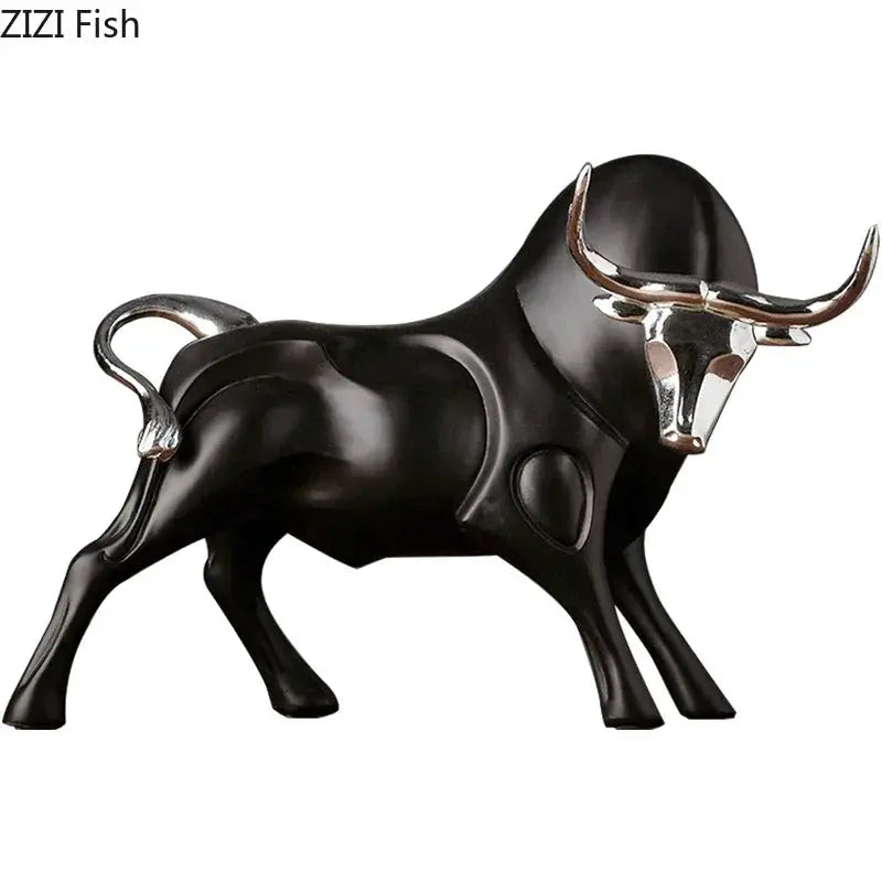 Modern Bull Sculpture Decorative Animal Figurine by House Of Avana