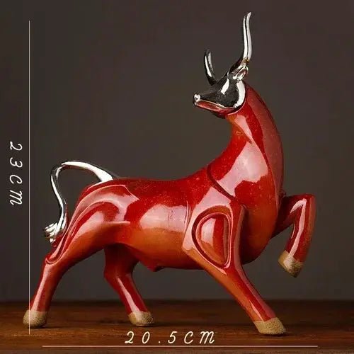 Modern Bull Sculpture Decorative Animal Figurine by House Of Avana