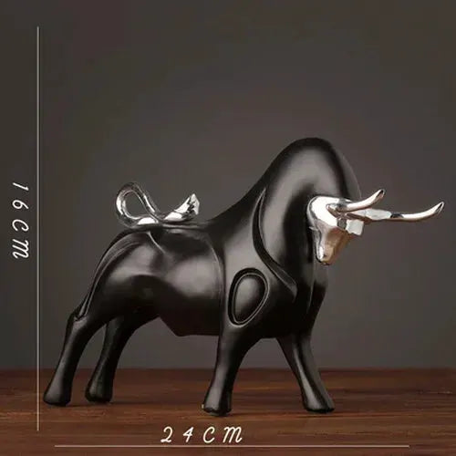 Modern Bull Sculpture Decorative Animal Figurine by House Of Avana