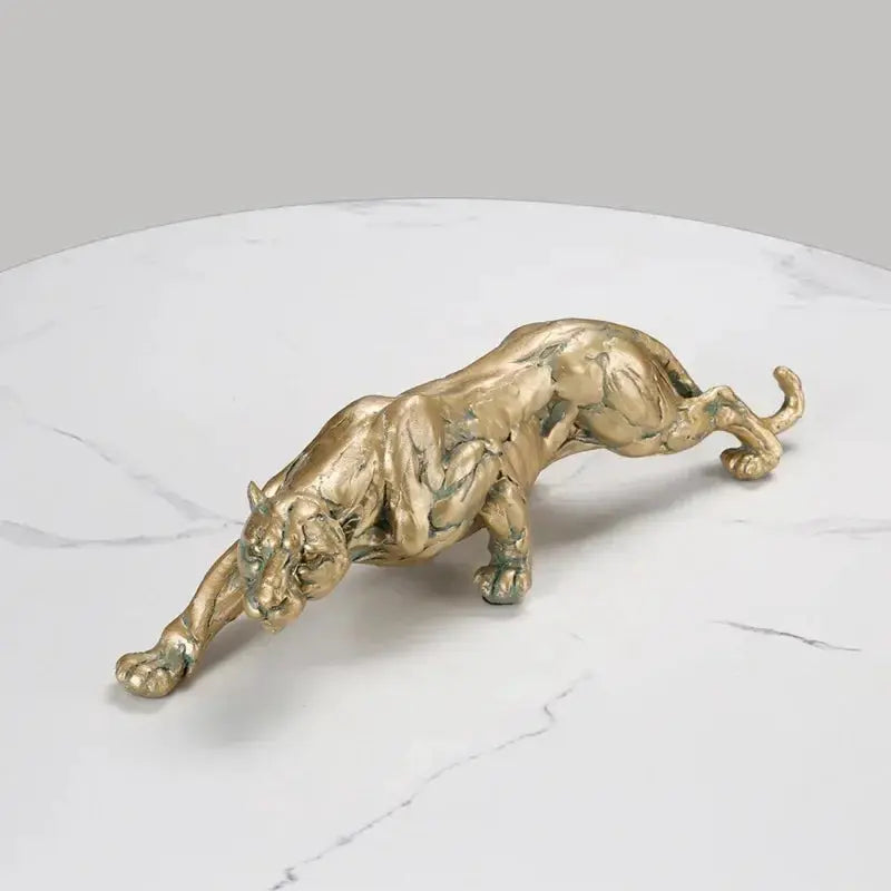 Golden Retro Leopard Decorative Sculpture for Living Room Tabletop Decor by House Of Avana