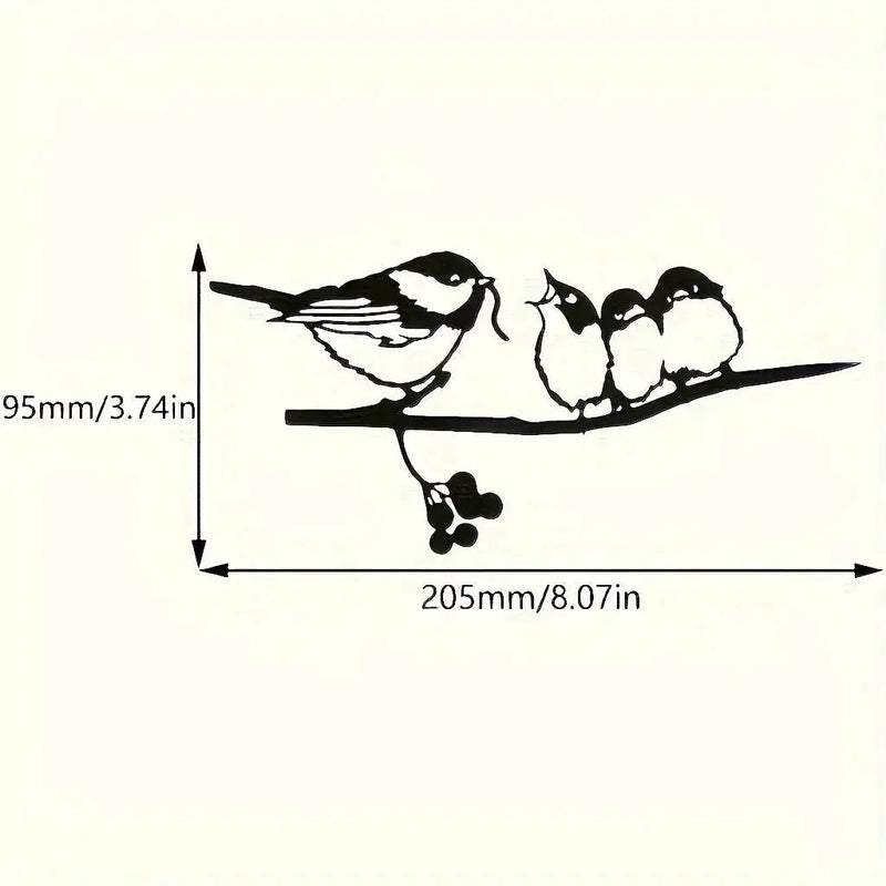Rustic Metal Birds on Branch Wall Hanging Sculpture by House Of Avana