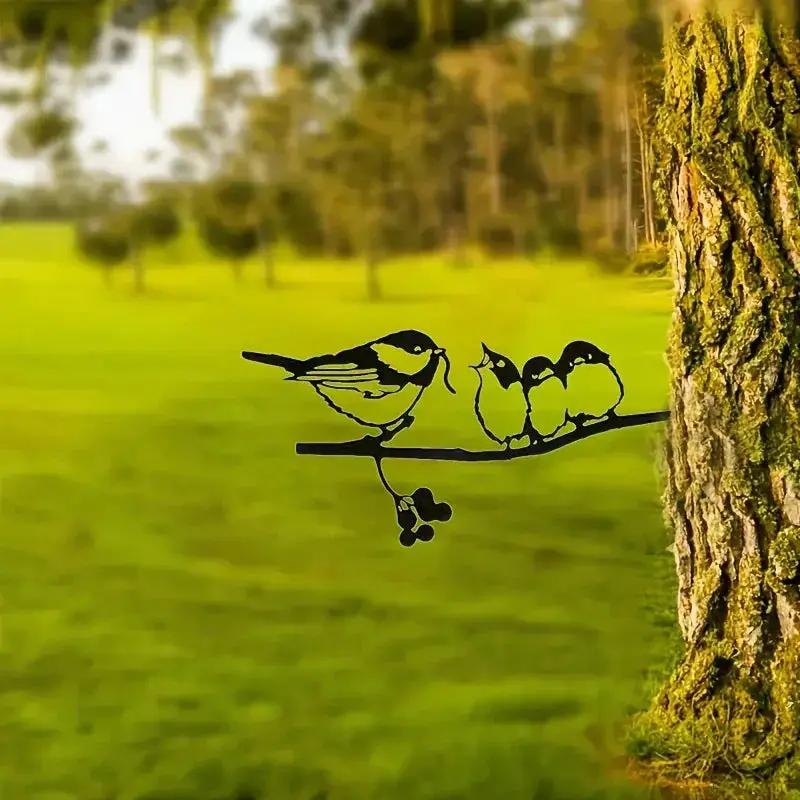Rustic Metal Birds on Branch Wall Hanging Sculpture by House Of Avana