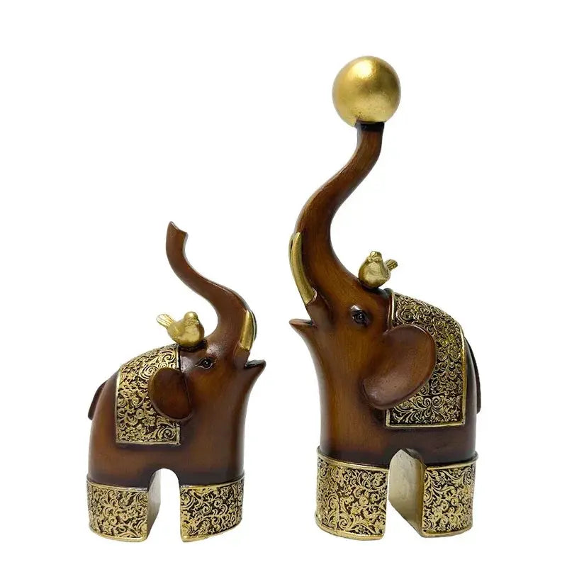 Creative Wood Grain Elephant Figurine Set by House Of Avana