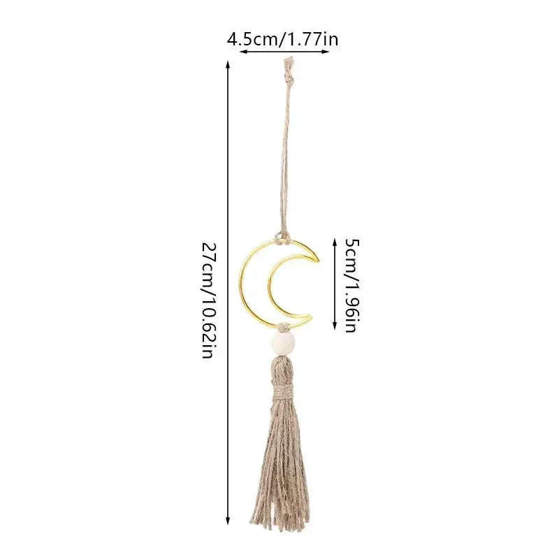Ornament - Wooden Beads Moon Tassel Wall Decor by House Of Avana