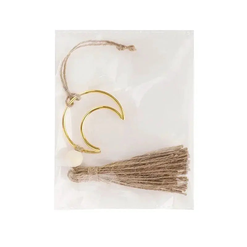 Ornament - Wooden Beads Moon Tassel Wall Decor by House Of Avana