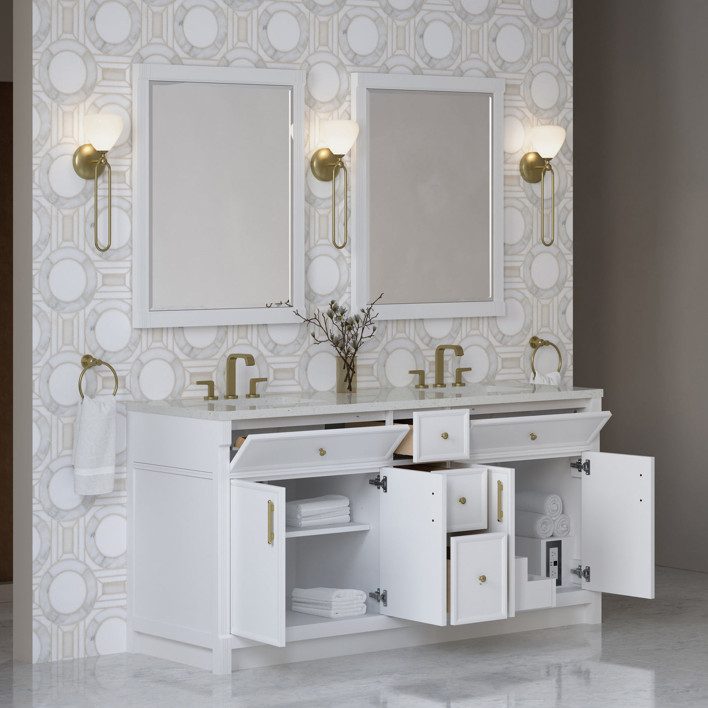 James Martin Bellshire 72" Double Bathroom Vanity, Bright White, view 30