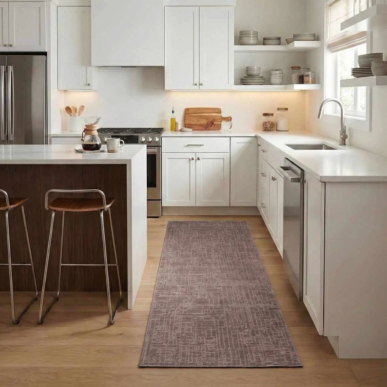 Leanna Light Brown Washable Area Rug by Boutique Rugs