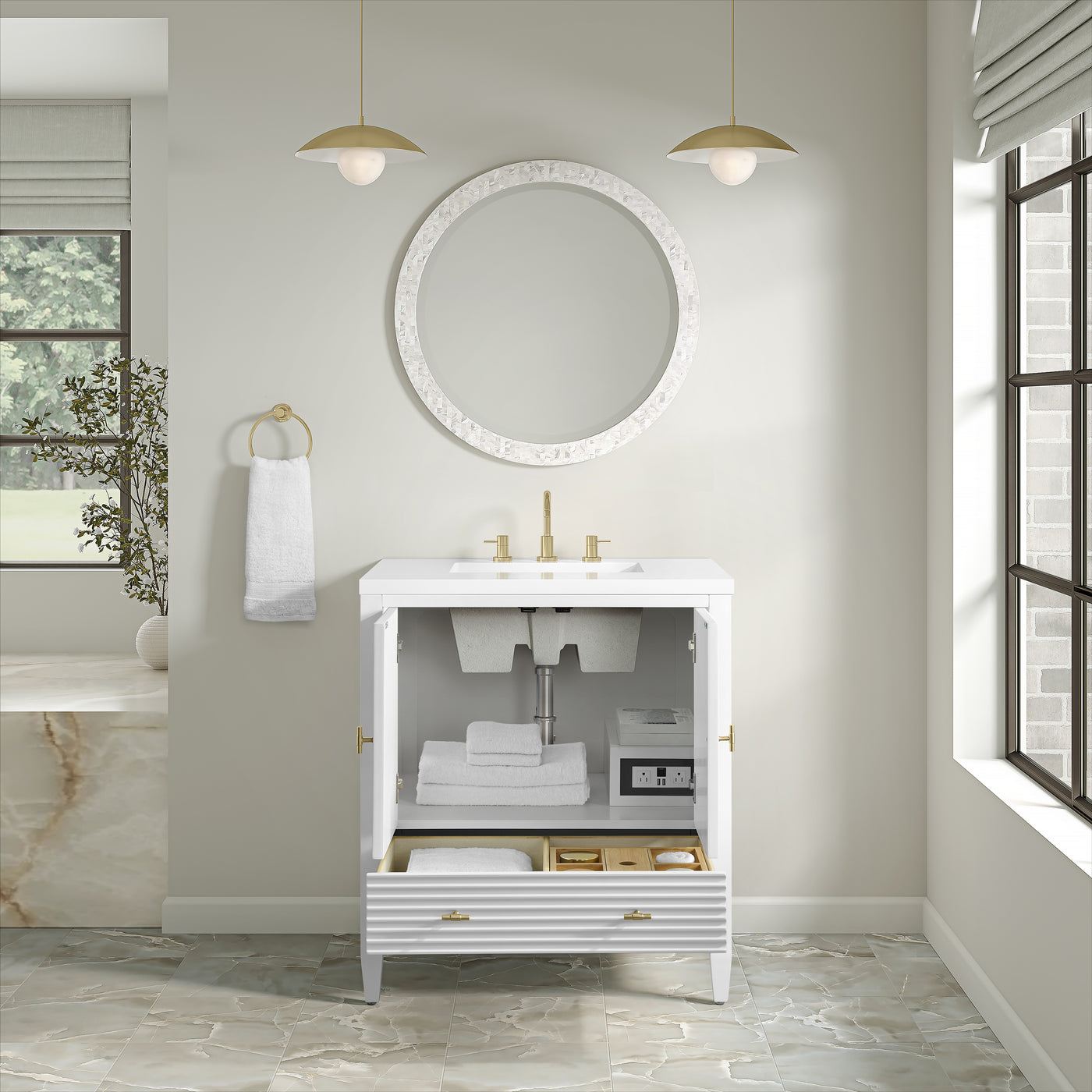 James Martin Myrrin 30" Single Bathroom Vanity, Bright White, view 35