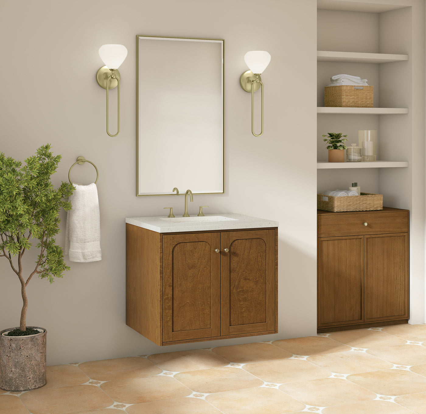 James Martin Laurent 30" Dual Mount Single Bathroom Vanity, Honey Oak, view 29