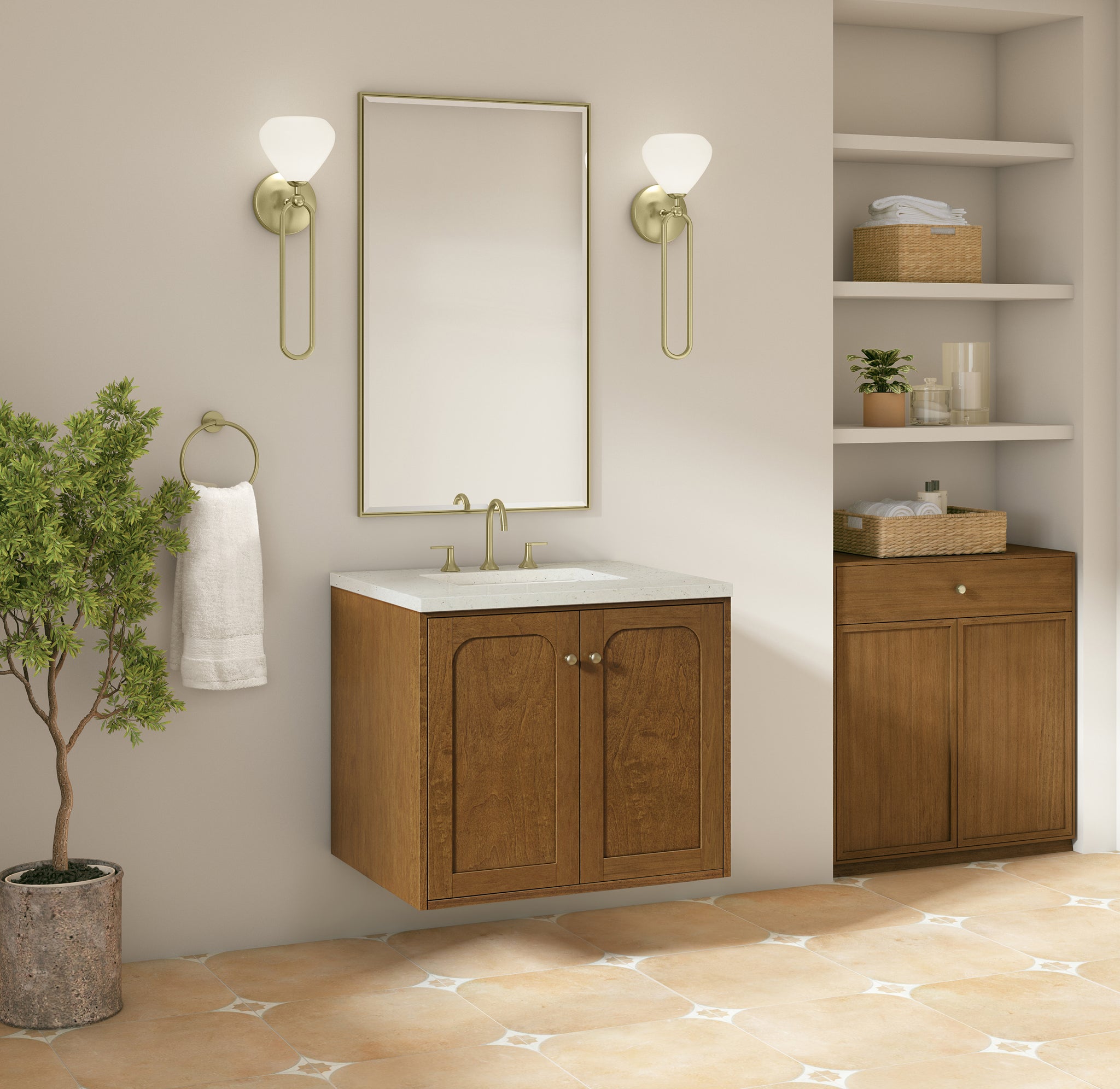 James Martin Laurent 30" Dual Mount Single Bathroom Vanity, Honey Oak, view 29