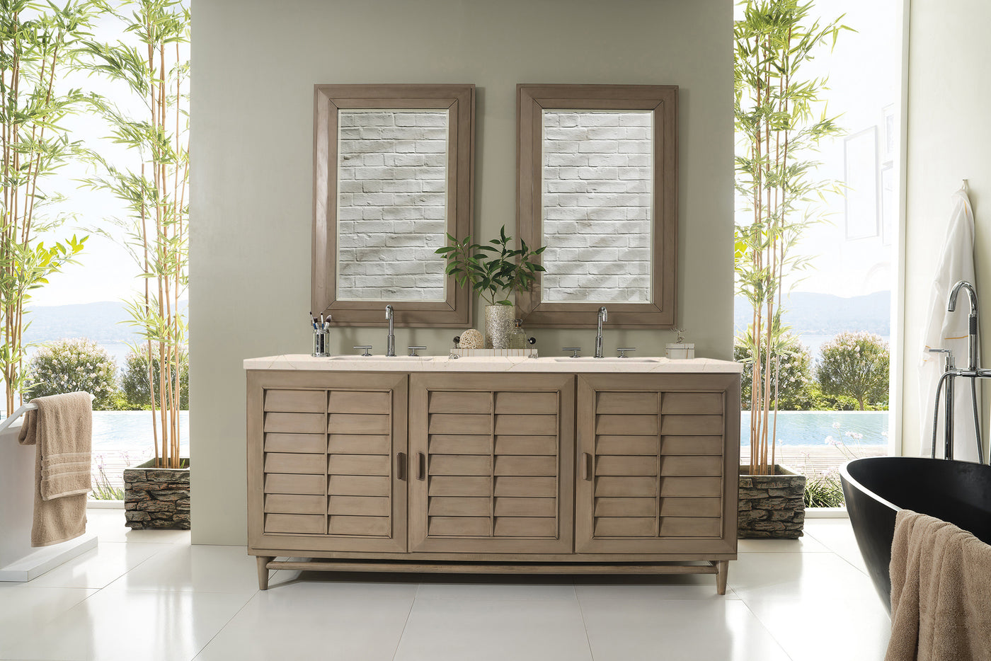 James Martin Portland 72" Double Bathroom Vanity, Whitewashed Walnut, view 27