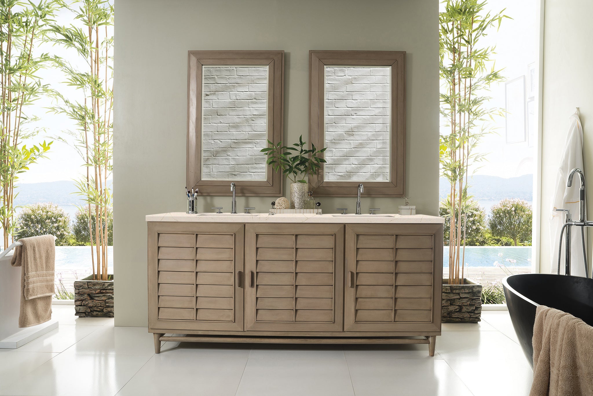 James Martin Portland 72" Double Bathroom Vanity, Whitewashed Walnut, view 27
