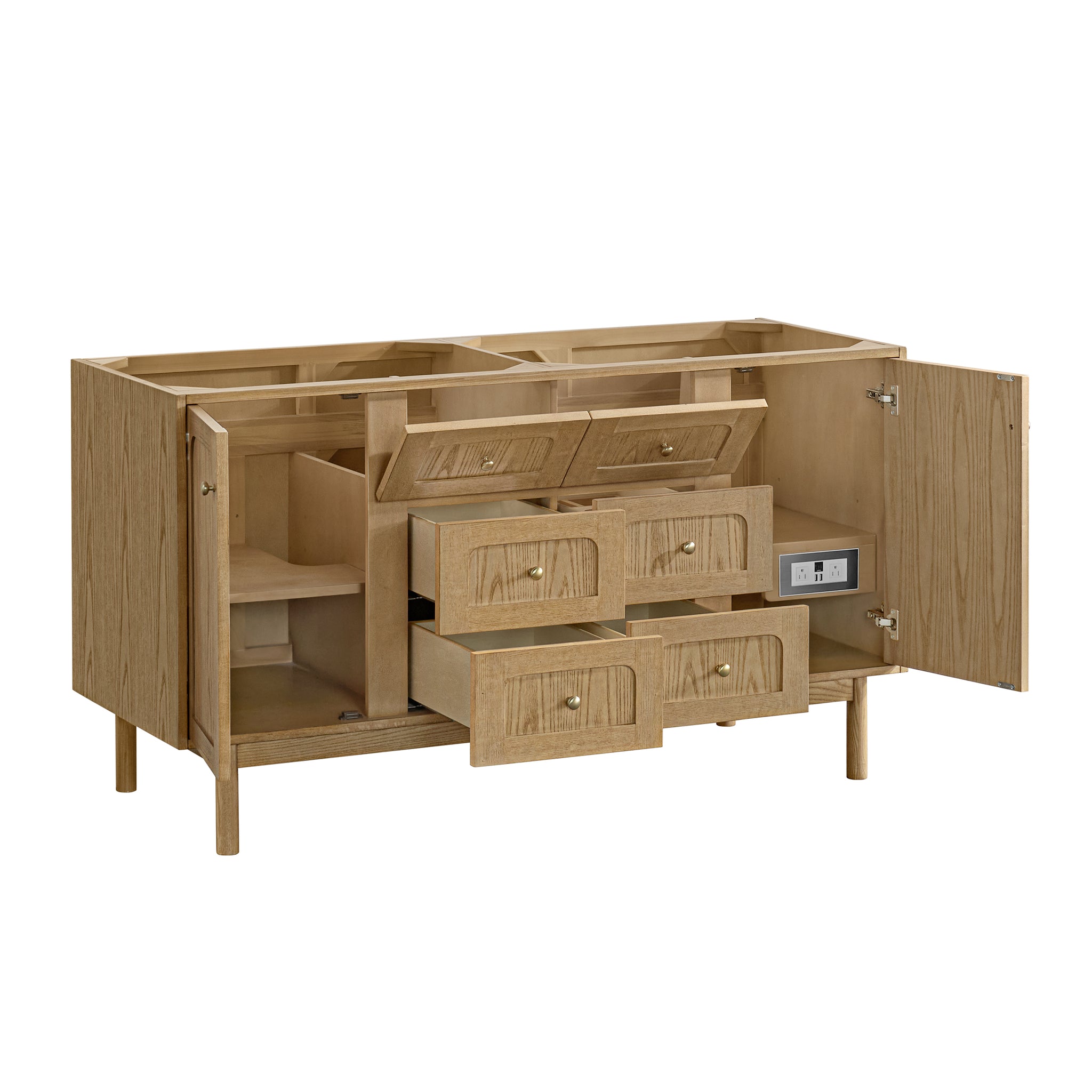 James Martin Laurent 60" Dual Mount Double Bathroom Vanity, Light Natural Oak, view 21