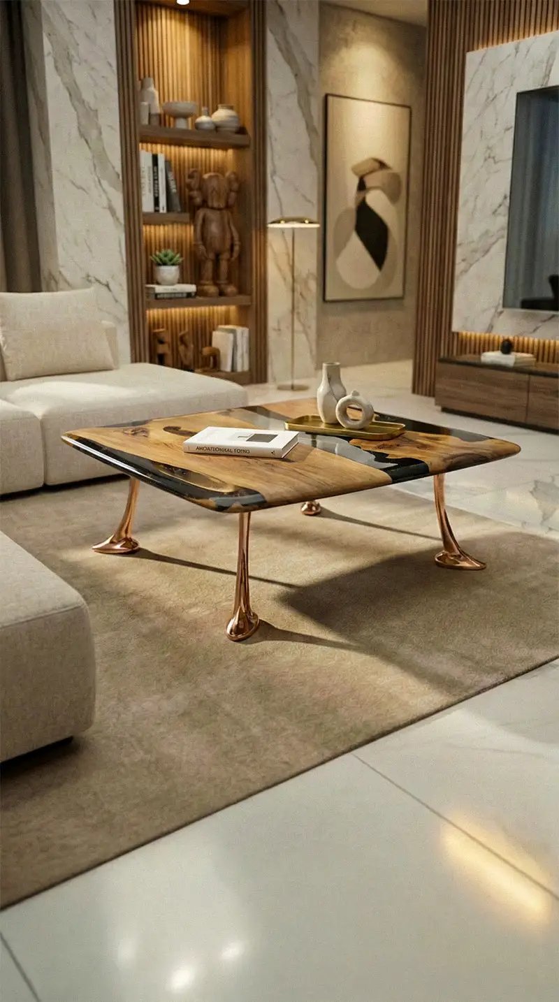 Luxury Epoxy Resin River Walnut Coffee Table | Osso Collection, photo 2 of 16