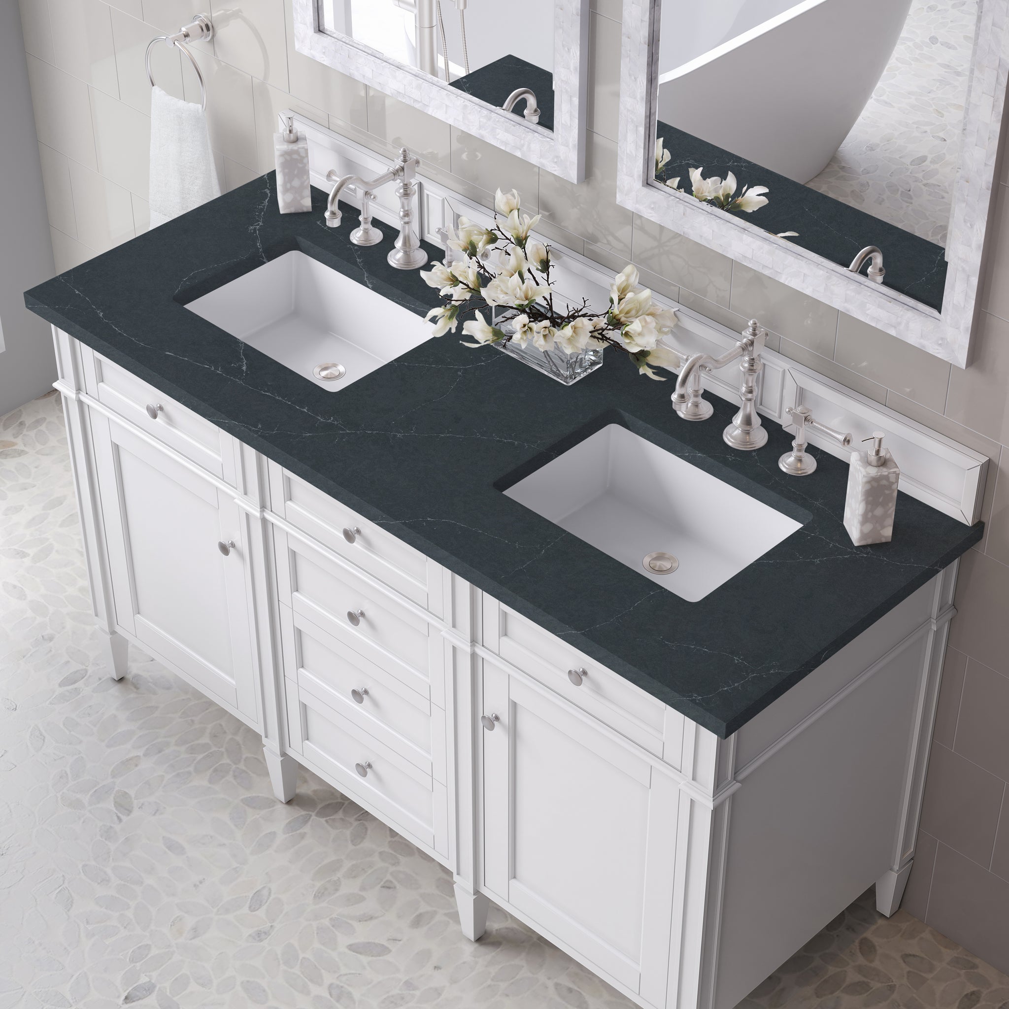 James Martin Brittany 60" Double Bathroom Vanity, Bright White, view 39