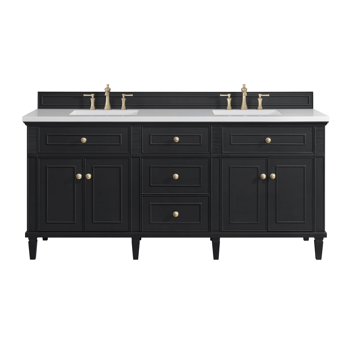 James Martin Lorelai 72" Double Bathroom Vanity, Black Onyx with White Zeus countertop