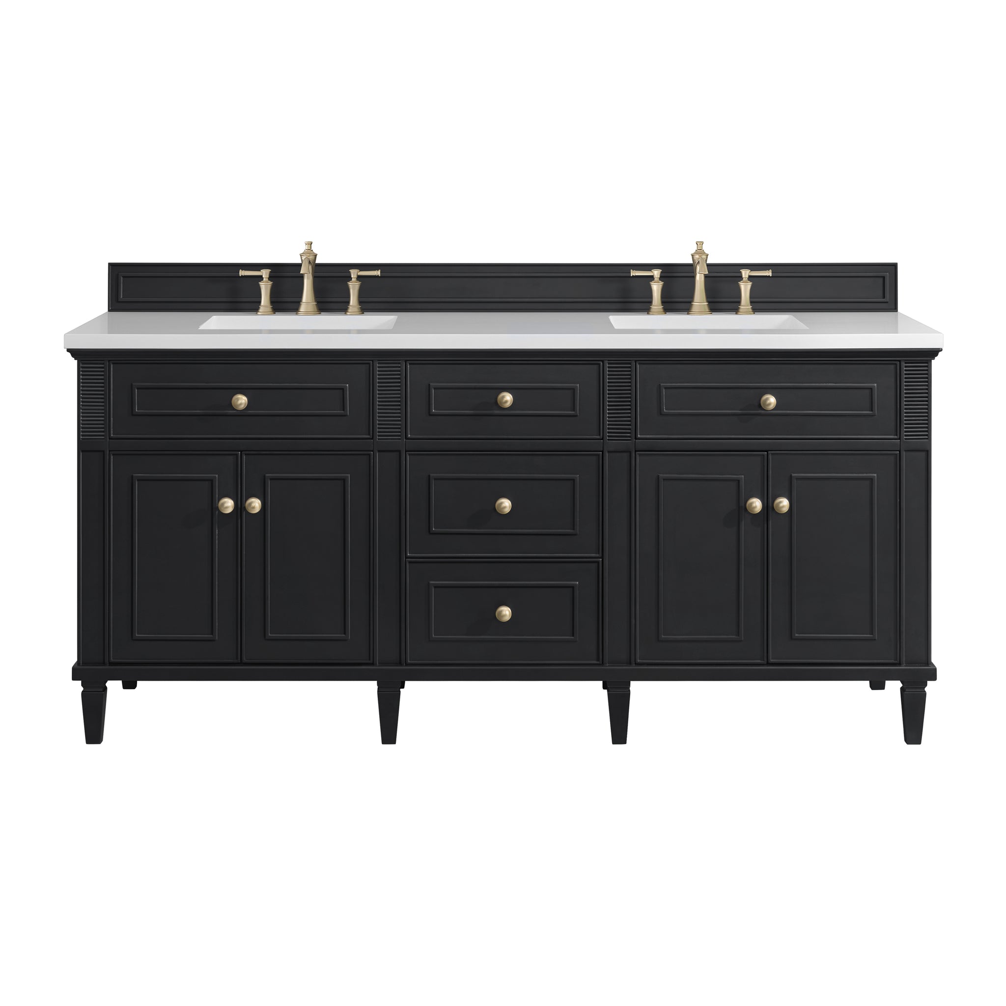 James Martin Lorelai 72" Double Bathroom Vanity, Black Onyx with White Zeus countertop