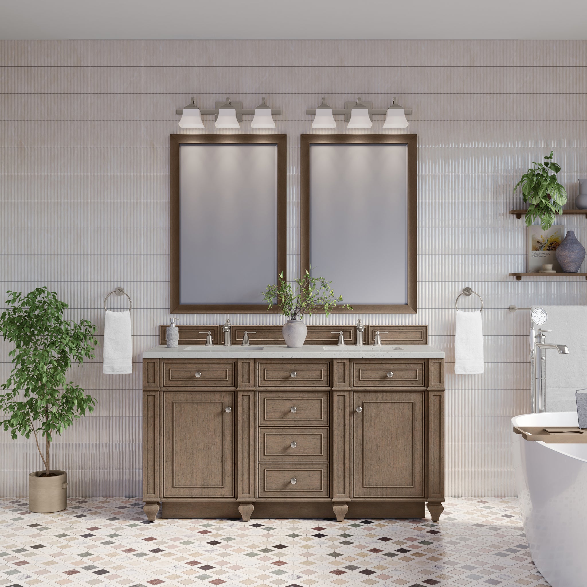 James Martin Bristol 60" Double Bathroom Vanity, Whitewashed Walnut, view 22