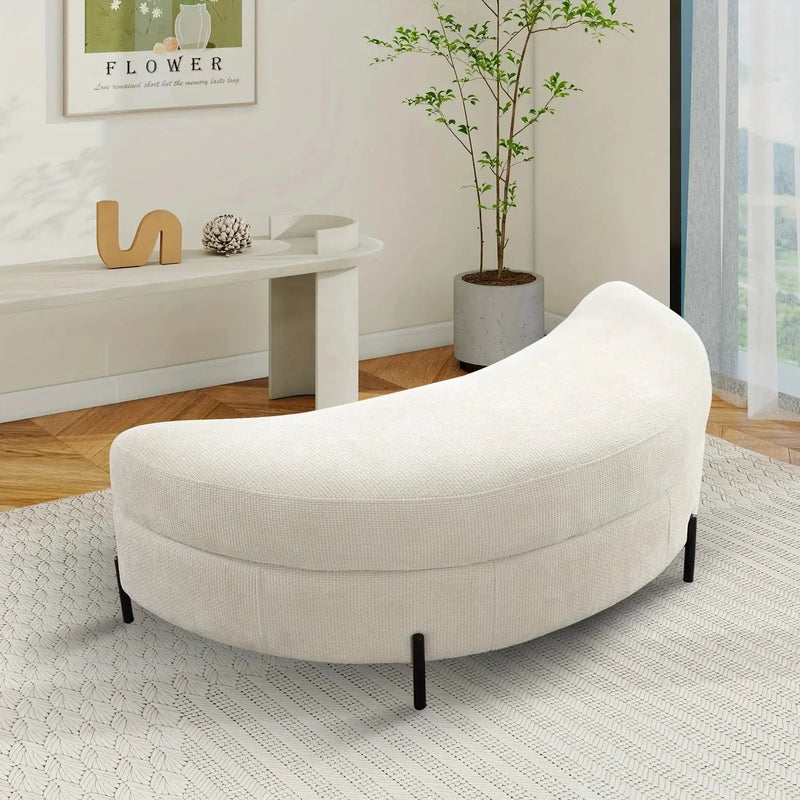 Ottoman Bench - Storage Half Moon Brown by House Of Avana