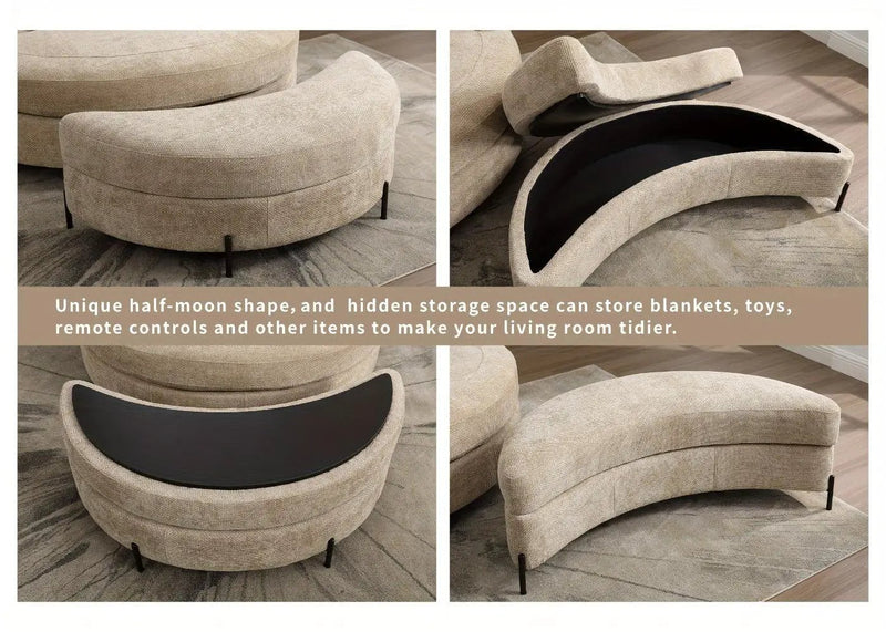 Ottoman Bench - Storage Half Moon Brown by House Of Avana