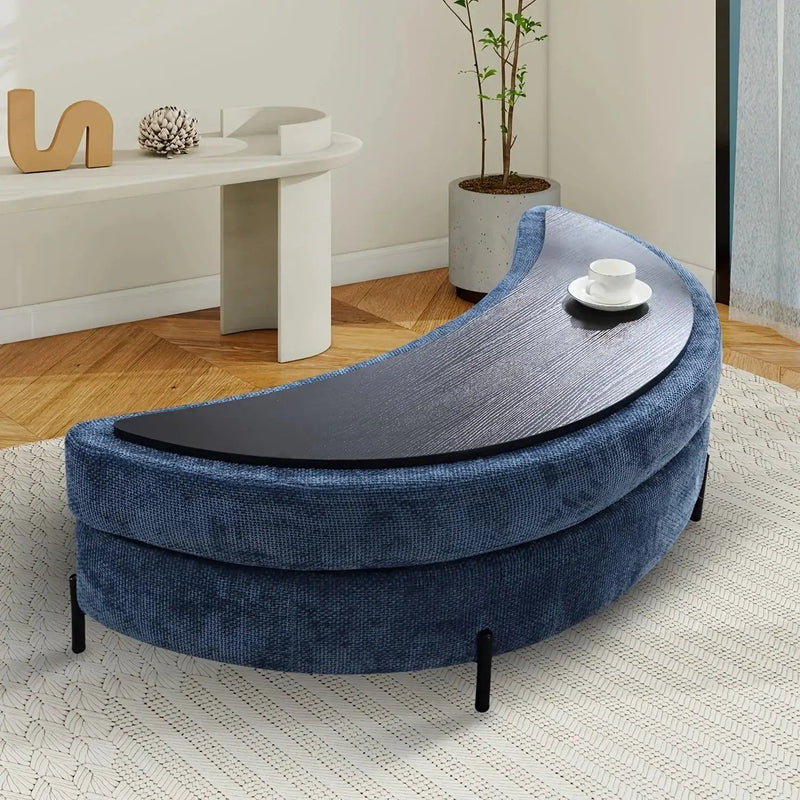 Ottoman Bench - Storage Half Moon Brown by House Of Avana