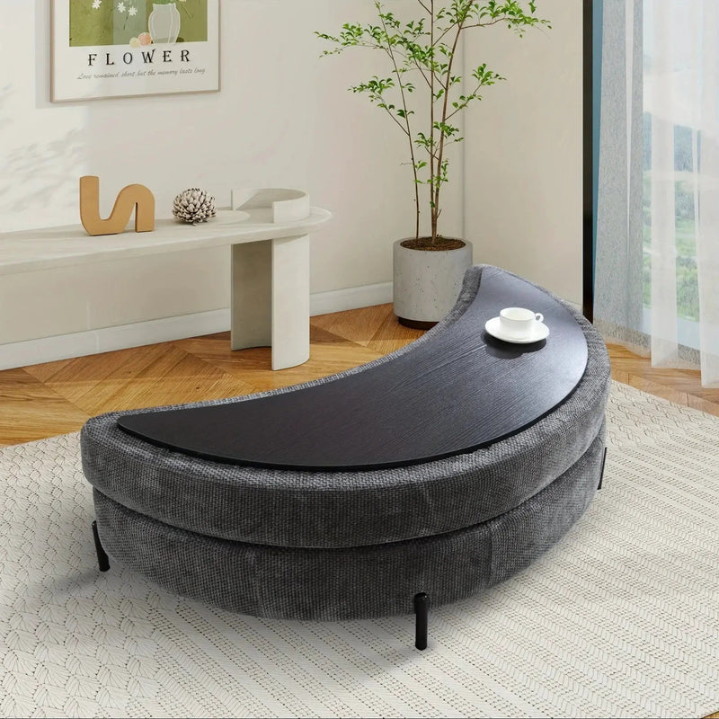 Ottoman Bench - Storage Half Moon Brown by House Of Avana