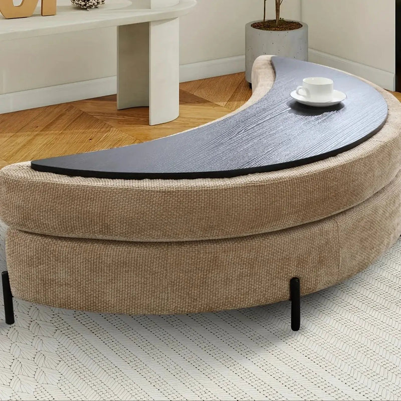 Ottoman Bench - Storage Half Moon Brown by House Of Avana