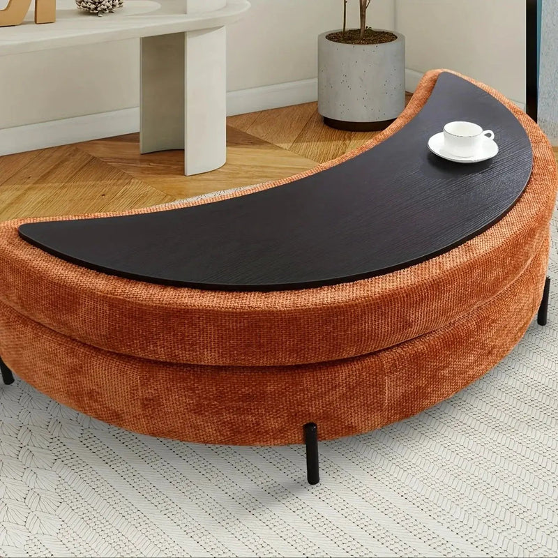 Ottoman Bench - Storage Half Moon Brown by House Of Avana