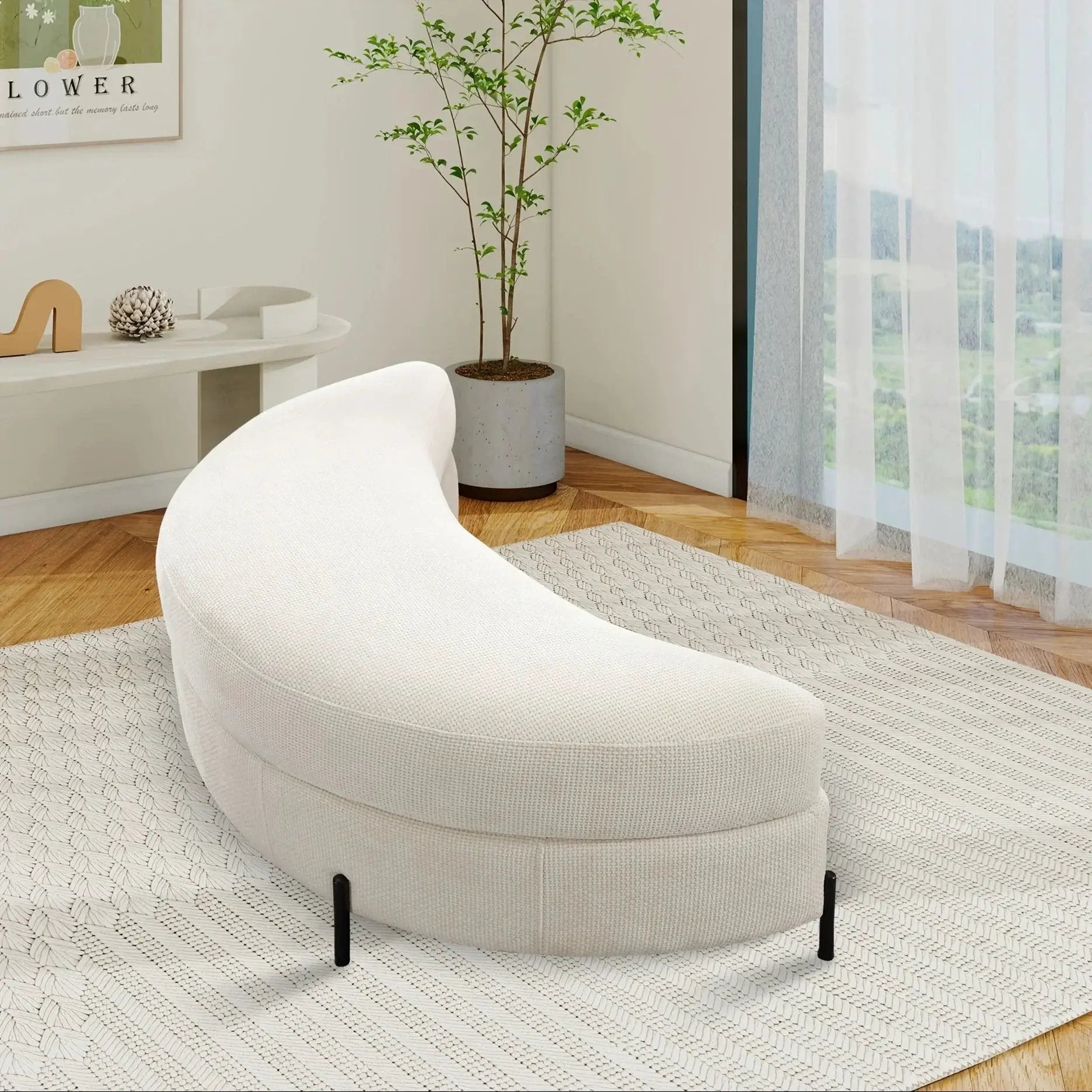 Ottoman Bench - Storage Half Moon Brown by House Of Avana