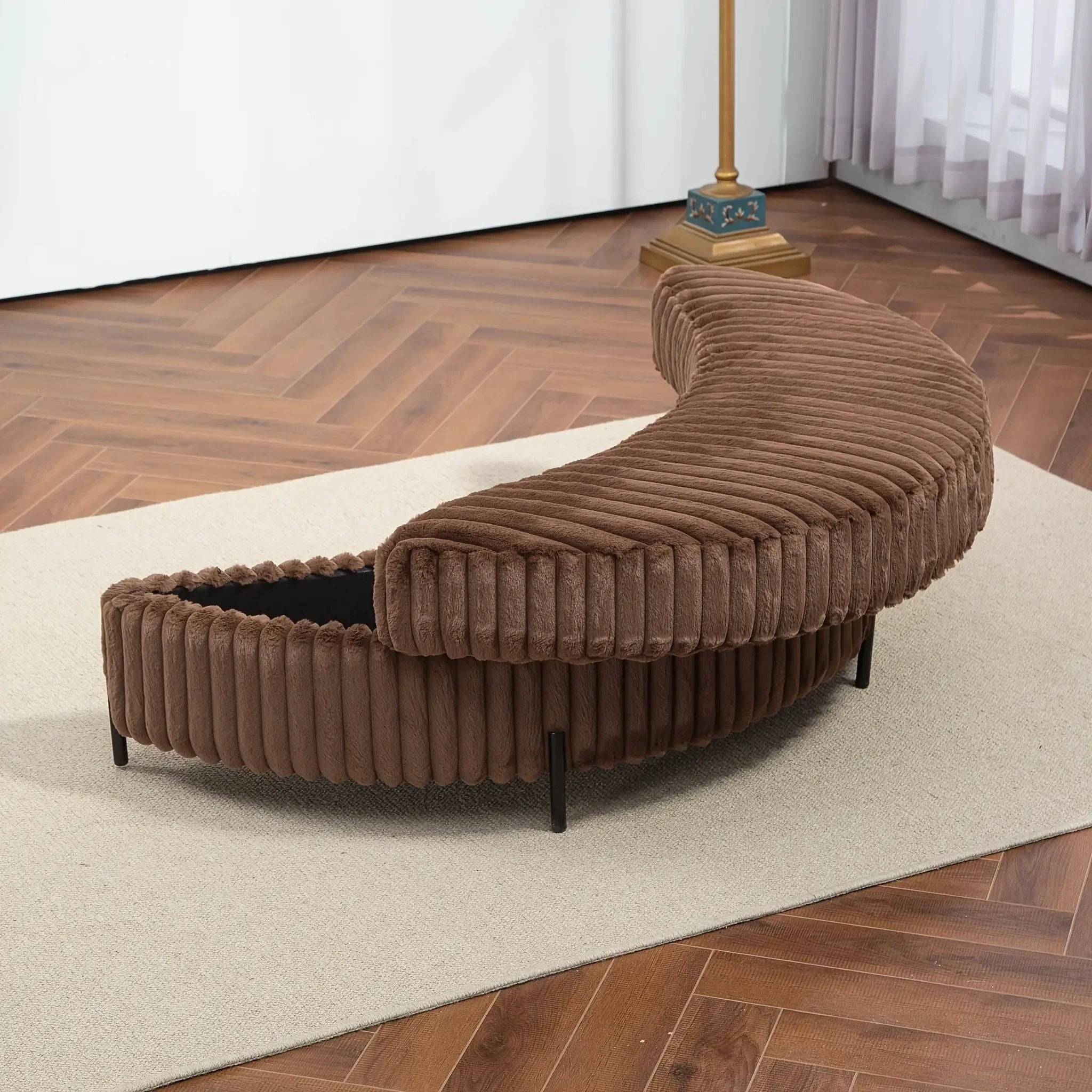 Ottoman Bench - Storage Half Moon Brown by House Of Avana