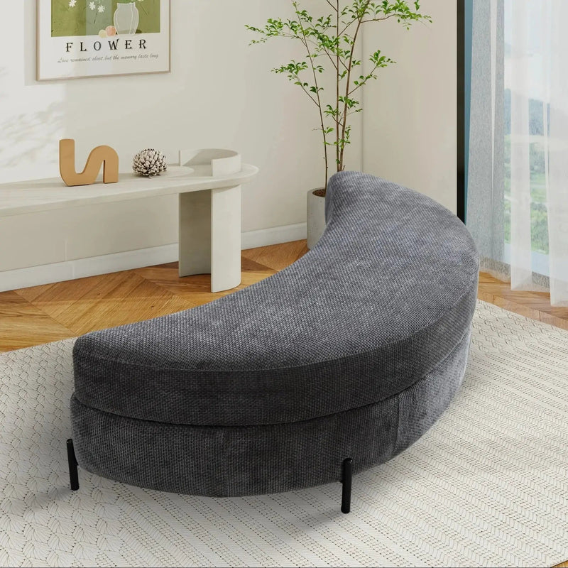 Ottoman Bench - Storage Half Moon Brown by House Of Avana