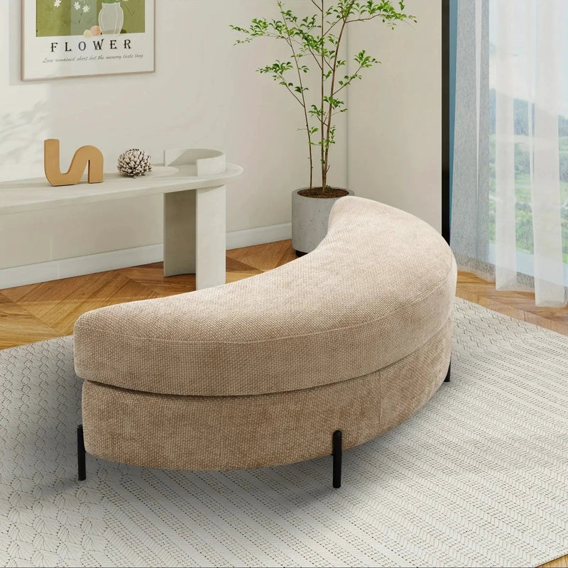 Ottoman Bench - Storage Half Moon Brown by House Of Avana
