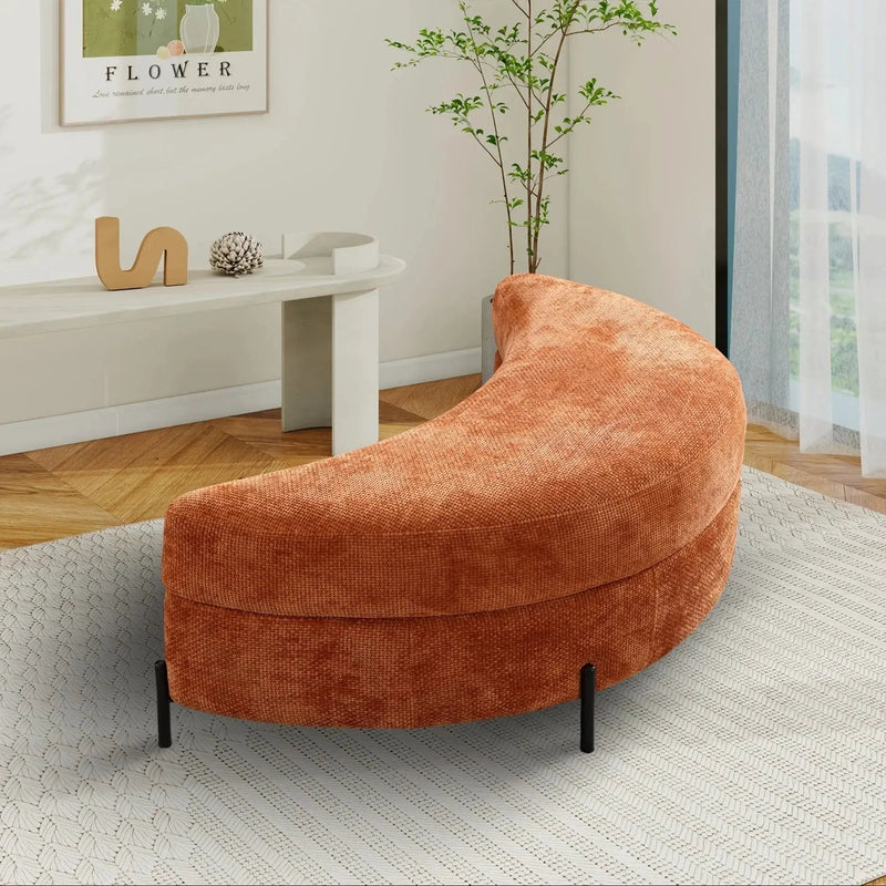 Ottoman Bench - Storage Half Moon Brown by House Of Avana