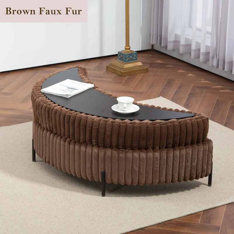 Ottoman Bench - Storage Half Moon Brown by House Of Avana